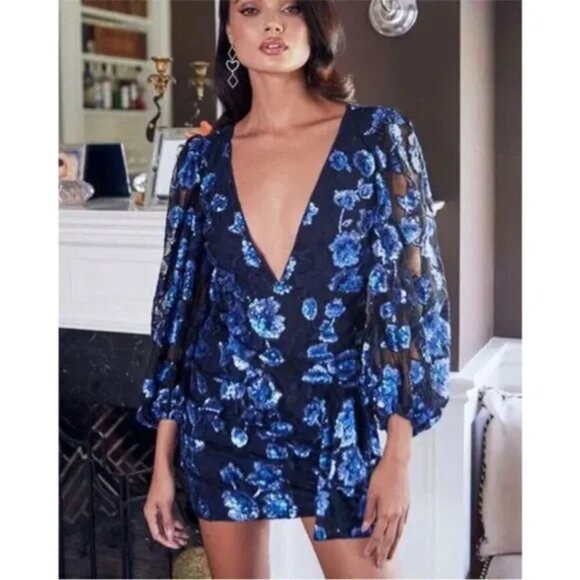 FOR LOVE & LEMONS VICTORIA EMBROIDERED MINI DRESS SIZE MEDIUM - Picture 1 of 14